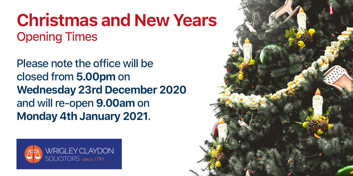 Christmas and New Year’s Opening Times 2020-2021