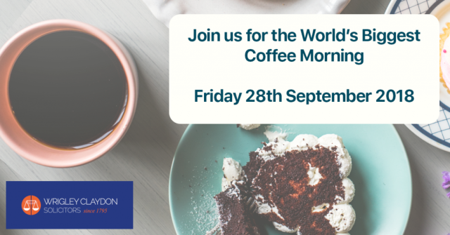 Worlds Biggest Coffee Morning - Wrigley Claydon Solicitors