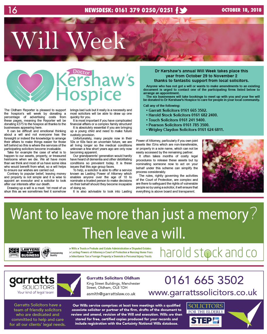 Dr Kershaw's Hospice Will Week