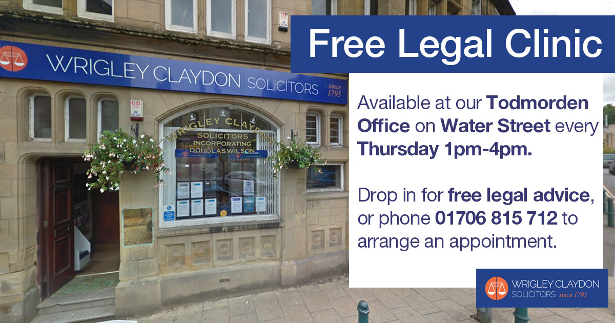 Wrigley Claydon Solicitors Todmorden Free Legal Clinic